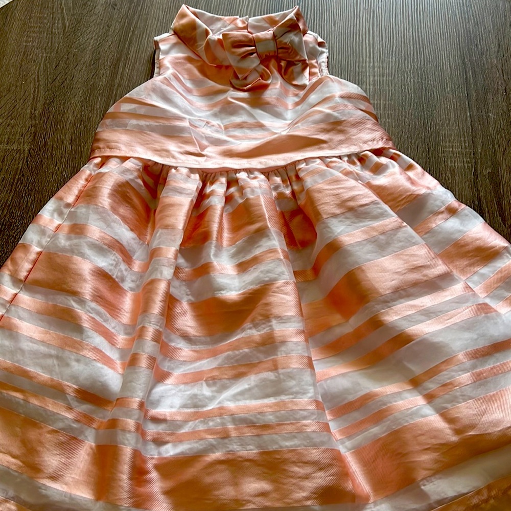 Fancy collar with a bow stripe dress